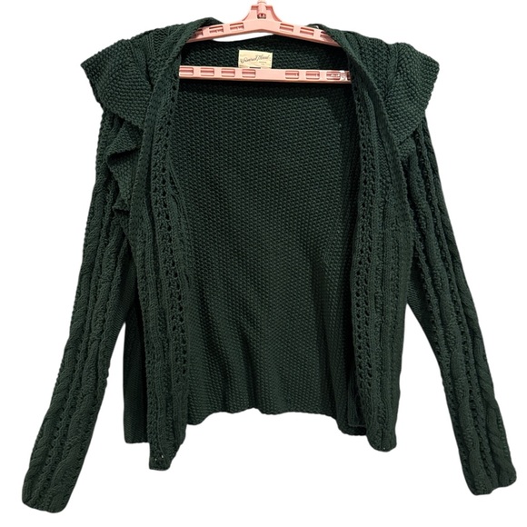 Universal Thread Women's Ruffle Cardigan Dark Green, Size L - Picture 5 of 9